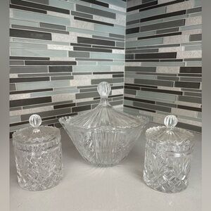 🏡Vintage Crystal Clear Industries Storage Jars Set of (3)